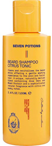 Seven Potions Beard Shampoo for Men — Gentle, Cleansing Beard Wash for a Clean Beard with No Beard Itch — Natural, Vegan, Cruelty Free — Citrus Tonic (100 ml)