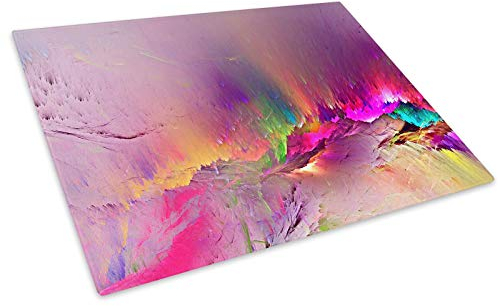 Pink Colourful Glass Chopping Board Kitchen Worktop Saver Protector