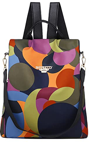 shepretty Damen Anti Diebstahl Rucksack Oxford Umhängetasche Große Kapazität Schultaschen, AL911Bunt…