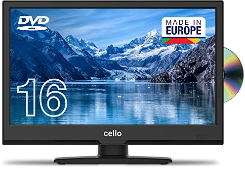 Cello C1620FS Televisor LED Full HD de 16 Pulgadas (15.6 - 39.5 cm en diagonal) con reproductor de DVD incorporado DVBT2 S2 Triple sintonizador nuevo modelo 2021, negro