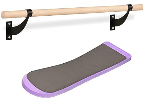 flybold Barra de Ballet Montada en Pared con Tabla Giratoria y Barra de Madera, Equipo de Entrenamiento y Baile en Casa, Resistente al Óxido, Estable, 4 Pies, 1.5 Pulgadas de Diámetro