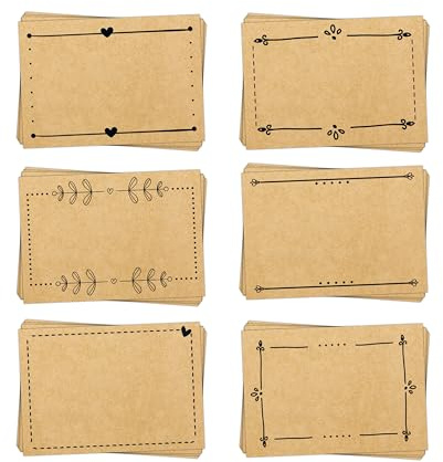 Blanko-Namensaufkleber, 60er Set: Sticker Kraftpapier-Optik, Aufkleber Verpackung & Geschenke, Klebeetiketten Flaschen, Glas, Gewürze, Etiketten zum Beschriften, Geschenkaufkleber Braun, 7 x 5,2 cm