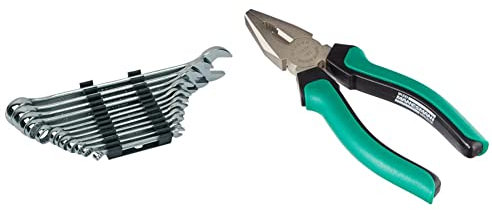 Mannesmann M19652 Juego de 12 llaves combinadas 6 a 22 CV + M10936 Alicates universales 6