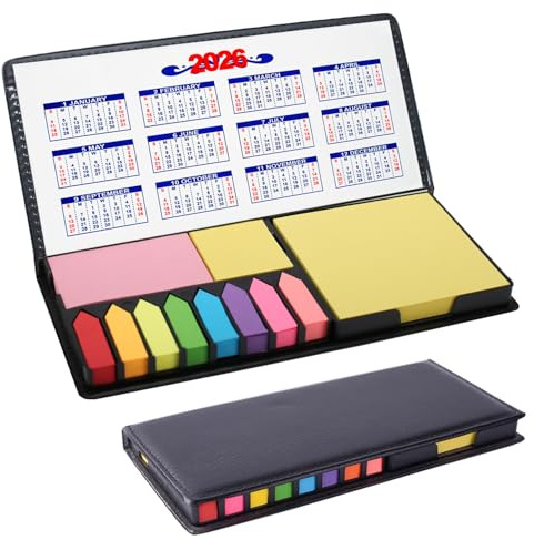 2000 Pcs Sticky Note Set, Self Sticky Page Markers with PU Box, Colored Index Notepad Writable File Flags Tabs for Planner Notebook
