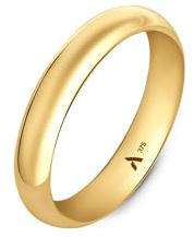 Amberta Women 9ct Yellow Gold Wedding Ring | Gold Wedding Band for Women Men: 4 mm - Size S