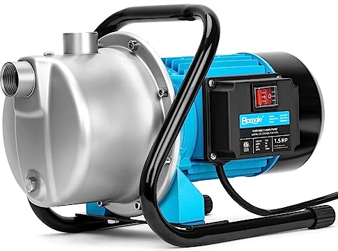 BOMGIE 1.5HP Shallow Jet Well Pump,Portable Water Transfer Garden Pump1200GPH Draining Irrigation Lawn Fountain Booster Pump for Water Removal