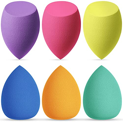 AUAUY Makeup Sponges Blender Set, 6Pcs Professional Beauty Sponge, Foundation Blending Beauty Sponge, Multi-colored Makeup Sponges, Dry & Wet Use for Cream, Liquid and Powder