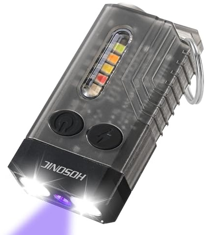 HOSONIC E9 Pequeña Linterna LED Potente 1000 Lumens, Mini Llavero Linternas Recargable Con 365nm UV y Luz de Color, 12 Modos Flashlight, Magnética, IPX4 Impermeable
