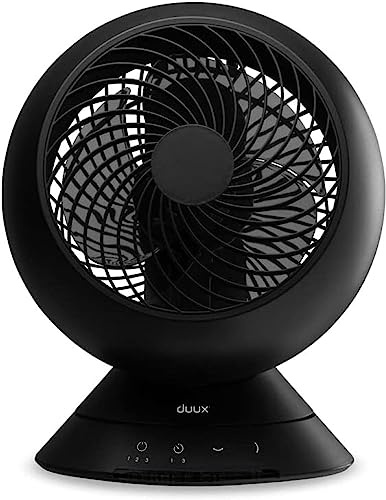 Duux Globe Table Fan, with Remote Control, LED Display & Touch Control, Powerful and Ultra Quiet Desk Fan, Circulator, 3 Speed Levels, Black