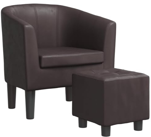 vidaXL Clubsessel mit Fußhocker Braun Kunstleder