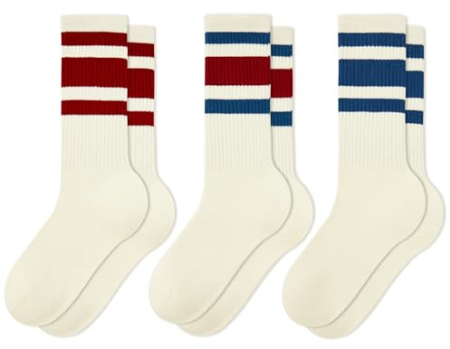 American Trends Gestreifte Damensocken, Retro-Socken, Crew-Socken, sportlich, Wadensocken