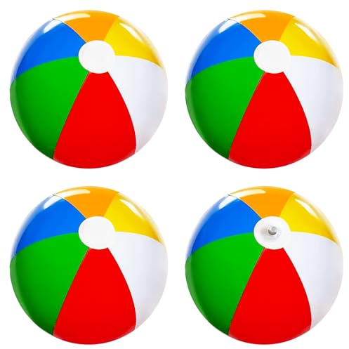 4 Stück Wasserball Aufblasbar Klein, 30CM Bunter Wasserbälle, Kinder Erwachsene Aufblasbarer Ball, Strandball Wasser Ball für Sommeraktivitäten Freien Schwimmbäder Strandparty (22CM Wenn Aufgeblasen)