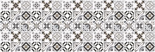 HUBDECO - Teppich - Küchenteppich - Badezimmerteppich - Badteppich - Küchenläufer - Teppich Läufer - Teppich Küche - PCV, Vinyl - rutschfest - Schwarz-Weißes Patchwork - 40x120cm