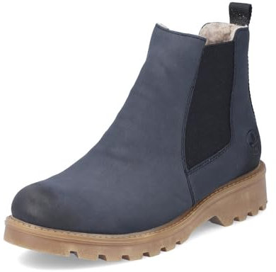 Rieker Damen Chelsea Boots 73250, Frauen Stiefeletten,uebergangsschuhe,uebergangsstiefel,Schlupfstiefel,Winterstiefeletten,blau (14),40 EU / 6.5 UK