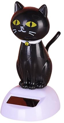 Black Solar Cat Toy Doll Dancing Cat Figure Car Ornament,Dancing Toys Ornaments Solar Powered Car Dashboard Interior Decoration Desktop Decor Kid Gift Window Party Car Desk Home Learning and Education