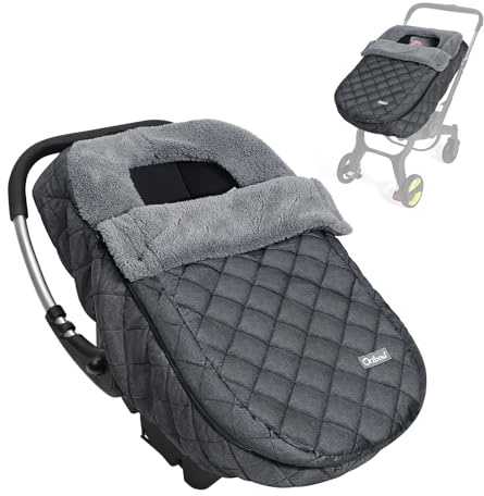 Orzbow Fußsack Babyschale, Universal Babyschale Fußsack Winter mit Verstellbarem Reißverschluss, Wasserdichte Einschlagdecke Babyschale mit Elastischen Rändern, Warmes Polyester, Dunkelgrau