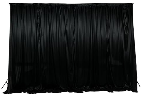 Trimming Shop Rideau de fond 4x8m, Rideaux de photographie détachables en soie glacée lisse plissée pour décor de scène, décor de Noël, décor de fête, décor de mariage, anniversaire, douche nuptiale