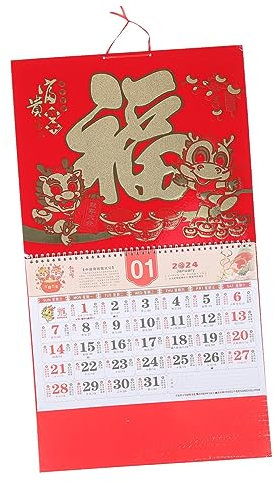 CAXUSD Wandkalender 2024 Chinesischer Neujahrskalender Goldfolie Mondkalender Planer Büro- Und Heimdekoration