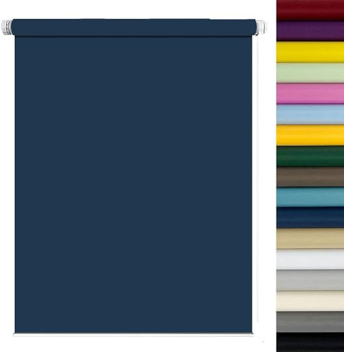 Easy Fit Tragbares, wärmeisoliertes Verdunkelungsrollo, 115 x 150 cm, Marineblau, ohne Bohren, Montagezubehör enthalten, ideal für Schlafzimmer, Fenster und Tür