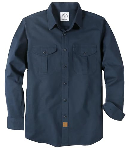 Dubinik® Freizeithemden Für Ferren Hemd Herren Langarm Regular Fit Arbeitshemd Harte Stretch Vintage Button Down Marineblau 056 XL