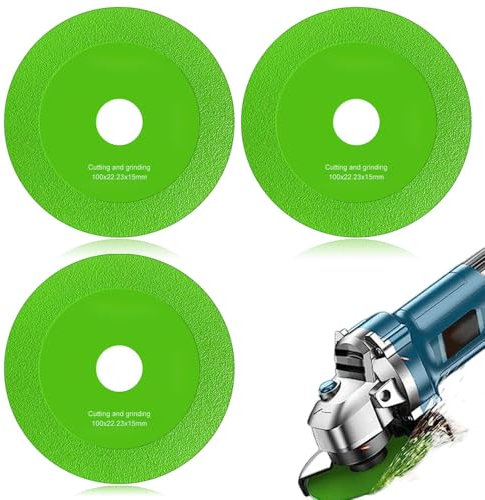 Generic 3PCS Glass Cutting Disc, 10cm Diamond, Manganese Steel, Angle Grinder Compatible, 1mm Thick, 5cm Width, 20mm Arbor Hole, 120 Grit, 12000 RPM, For Glass, Jade, Ceramics, Tiles, Wine Bottles