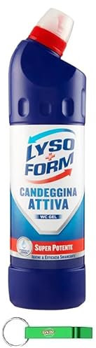 10 detergenti per WC Lysoform Candeggina Attiva Wc gel detergente con candeggina, detergente efficace contro il calcare 750 ml + portachiavi Beni Culinari