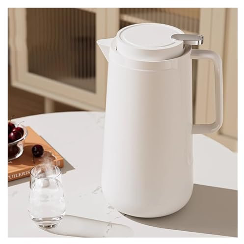 Caraffa Termica Bottiglia Di Caffè Bottiglie Sottovuoto In Vetro, Bollitore Isolante Con Rivestimento In Vetro for Uso Domestico, Caraffa Termica Sottovuoto Portatile, Brocca Thermos Sottovuoto(White)