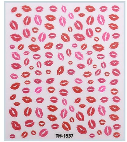 1 feuille d'autocollants pour ongles tendance pour la Saint-Valentin, décoration de manucure avec motif de lèvres de dessin animé, accessoires de salon