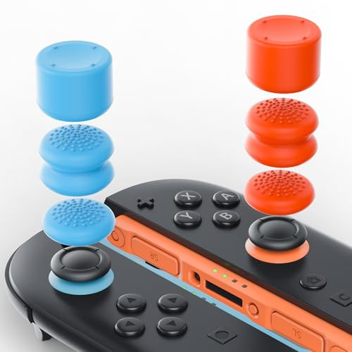 Gorixer 6PS Thumb Grip Kappen für Nintendo Switch 2, Silikon Analog Joystick Kappen Cover für Switch XSX/XSS,für PS5/Slim/Controller&Schutzzubehör, Blau/Orange