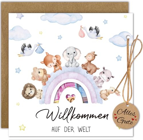 WenmthG Hochwertige Karte zur Geburt mit Umschlag Geldgeschenk Verpackung - Bohotiere Muster Geschenk Geburt Junge Mädchen - Babygeschenke zur Geburt Willkommen auf der Welt