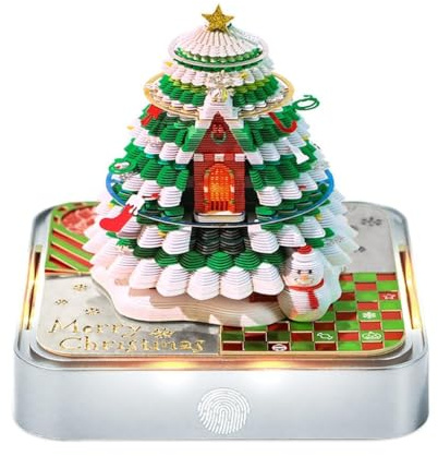 2026 Desk Calendar With LED Light, Christmas Tree Sculpture 3D Tear-away Calendar, Paper Carving Art Memo Pad Notepad Gift Christmas Day Home Desktop Decoration(with Light,without Battery)