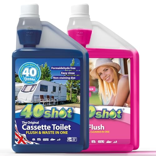 Blue & Pink Caravan & Motorhome Toilet Fluid Twin Pack – 80 Doses, Cassette
