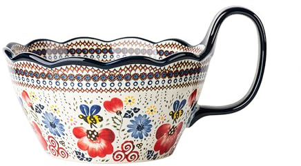 yampiyt Soup Bowls, Soup Mugs, Polish Ceramic Hand Painted Soup Bowl, Dishwasher & Microwave Safe