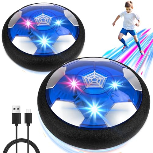 Diealles Shine Balón Fútbol Flotante, 2PCS Recargable Air Power Fútbol con Luces LED, Pelota Futbol Juguetes para Regalo Niño