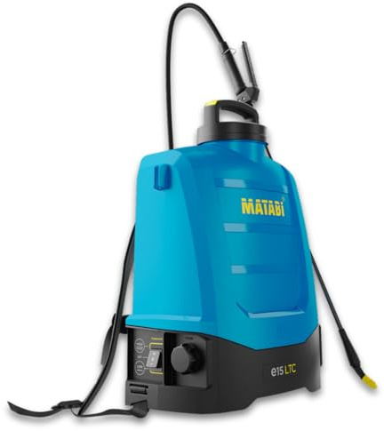 Matabi e15 LTC Pulverizador eléctrico - Batería extraíble de Iones de Litio de 20 V - Autonomía de hasta 375 L - Control electrónico LTC - Correas ergonómicas - Incluye 4 boquillas - para Agricultura