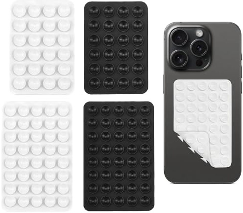 SJACXANM Ventouse Telephone Portable Double Face, 4PCS Ventouse Telephone Portable, Ventouse pour Telephone, Ventouses Double Face, Antidérapant pour Selfies Et Vidéos (Noir, Blanc)