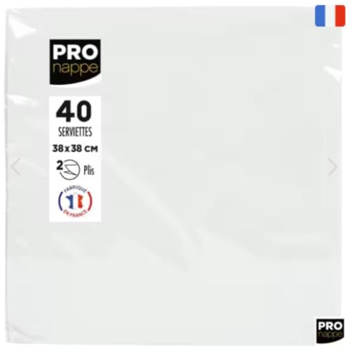 Pro Nappe : 200 Serviettes Blanches 38x38 cm | 2 Plis - Micro-Gaufrées - Ouate | Aspect Tissu | Indéchirable | Absorbantes et Épaisses | Idéal Restaurants, Brasseries, Évènements | Fabrication France