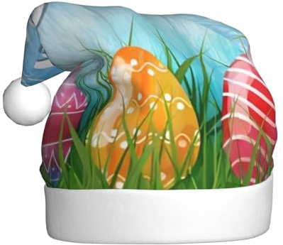 BLWSLC Osterei-Hase, Gras, Holz, bedruckt, für Erwachsene, Weihnachtsdekoration, Hut, geeignet für Bühnenauftritte, Feiertagsfeiern