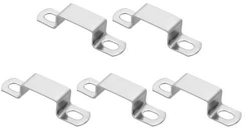 sourcing map Square Pipe Clamp 30x15mm 304 Stainless Steel Silver 5pcs | Square Tube Buckle,U Shaped Tube Clamp,Strut Connector,for Pipe Hose Cable