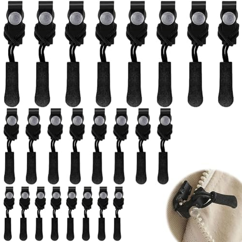 24 Stück Reissverschluss Zipper, 3 Größen Reißverschluss Reparatur Set Fix Reissverschluss Zipper, Reisverschluss Fix Kit Reißverschluss Ersatz Zipper für Jacken, Koffer, Ruckäcke(Schwarz)