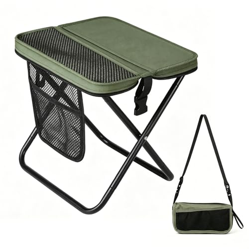 Bärbar hopfällbar pall, campingpall, 31 cm, campingpall, vikbar, trädgårdspall, lätt sits, vikbar pall, hopfällbar stol, minihopfällbar pall med förvaringsväska, för resor, picknick, vandring, fiske