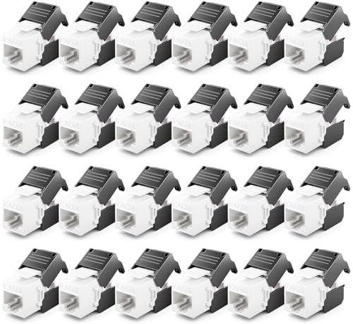 deleyCON CAT6A Keystone Jack Modul 10 Gbit/s RJ45 LSA, 24 Stück | RJ45 Buchse auf LSA, 500 MHz, T568A/T568B, AWG 22-26 UTP, Kunststoff, für Patchpanel und Netzwerkdose