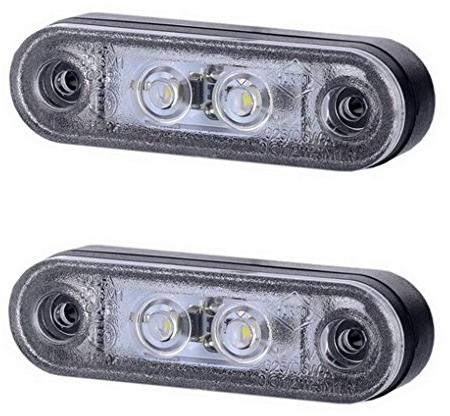 BUL BARS 2 x 2 SMD LED Weiß Begrenzungsleuchte Seitenleuchte mit Gummi-Pad 12V 24V E-Prüfzeichen Positionsleuchte Auto LKW PKW Lampe Leuchte Licht Universal