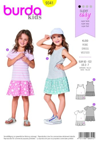 Burda Kids Schnittmuster #9341 Mädchen Kleid mit Volantrock Gr. 92-122