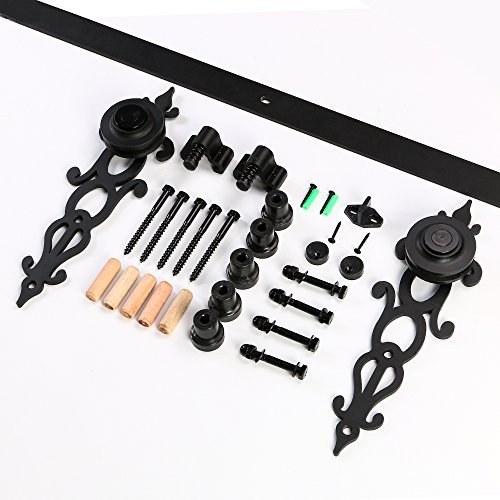 13FT/396cm Schiebetürbeschlag Set, Laufschienen für Schiebetür Hängeschiene Schiebetürsystem Laufschiene Tür Hardware Kit, Schwarz
