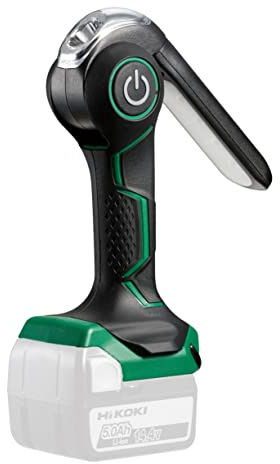 HiKOKI Lampe de poche sans fil - 18V, 230 lm, 3 niveaux d’éclairage, autonomie de 51h, inclinable à 180°, pivotante à 270°, avec bandoulière, lampe LED pour atelier, camping, extérieur | Tête inclinable à 180° et pivotante à 270°, 3 modes d'éclairage, 51h d'autonomie, sans batterie ni chargeur, 0,3 kg