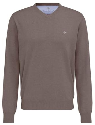 FYNCH-HATTON Jersey de algodón de punto fino con cuello en V, tierra, 4XL
