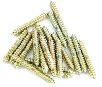 20pcs 5 * 40mm Dowel Screw Woodworking Furniture Connector Double Ended Screw Head Pointed Tail Self Tapping Screw Wood Dowel Screw Connecting Wood