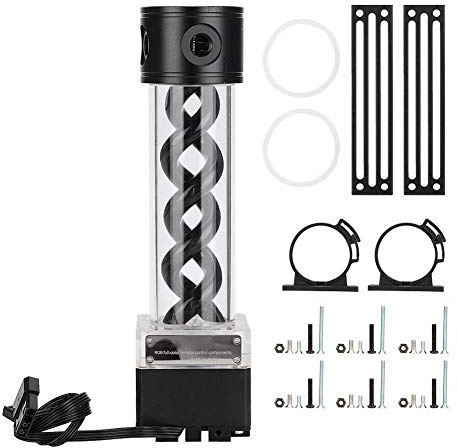 Bewinner1 PC Pump Reservoir Combo, Water Cooling Pump Tank with 4 Meters Head Computer Accessories Support PWM Speed Control for Water Cooling Systems 800L / H Flowing Rate(Black)