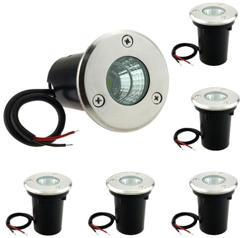 ZSGoes 6 Pack 3W Cool White LED Well In Ground Landscape Lights IP67 Waterproof for Outdoor Lighting, Garden, Yard, Patio, Driveway, Deck, Step, Pathway, Low Voltage 12V 24V DC AC